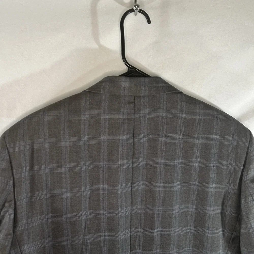 Luca Rossi Italia‎ 40S Gray Plaid Sport Coat Blazer Super 150s 3 Button
